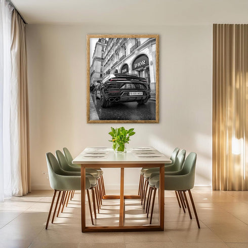 Posterizer 1 pcs-modern chic black car passing by luxury stores 2-Photography Art- Gift for Women, Fashionistas, Designer Fashion Fans-Decor for H...